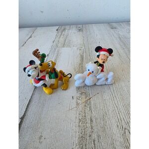 Vintage Hallmark Mickey Santa Pluto snowman ornament Xmas tree‎